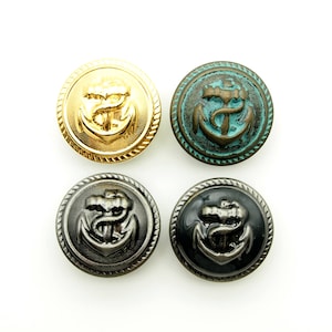 Vintage anchor buttons (5pcs) - 25mm; Gold/Rustic brass/Pewter/Gray