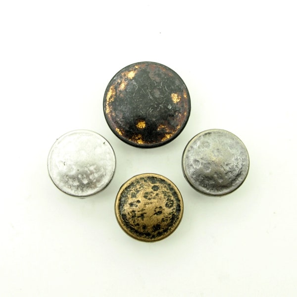 Hammered jean buttons (10pcs) - 18/23mm; Dark graphite/Antique brass/Dark silver/Matte silver