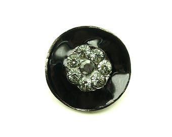 Crystal button (5pcs) - 23mm; Pewter