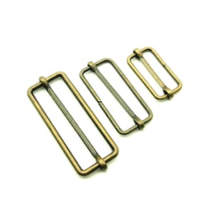 Adjustable buckles - 1"/1.5"/2"; Antique brass