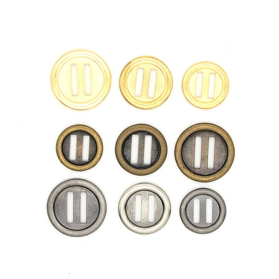 2 Slit Buttons (10pcs) - 18/21/23mm; Pewter/antique Brass