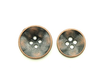 Vintage 4 hole buttons (10pcs) - 15/18mm; Antique copper