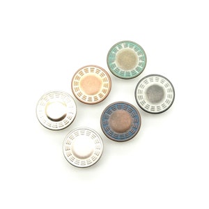 Vintage jeansknoop (10 stuks) - 17/19 mm; Kopertin/lichtgoud/parelzilver/rood theeblad/legering/rustiek messing/blauw koper