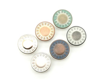 Vintage jean button (10pcs) - 17/19mm; Copper tin/Light gold/Pearl silver/Red tea leaf/Alloy/Rustic brass/Blue copper