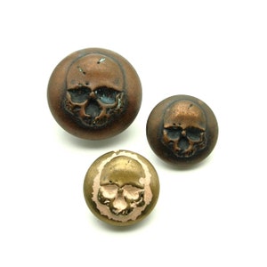 Vintage skull buttons (10pcs) - 17/23mm; Antique copper/Copper pink