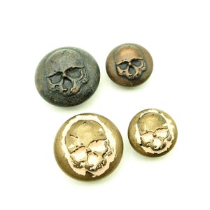 Vintage schedelknopen (10 stuks) - 17/23 mm; Koperroze/donkerkoper/antiek koper