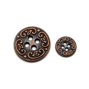 Vintage 4 hole button 10pcs 12/22mm Antique brass/copper/silver Antique Copper