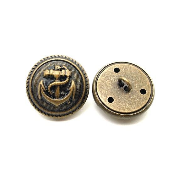 デッド ヴィンテージ アンティーク ボタン サンプル アンカー NAVY 資料 Navy Anchor Buttons (10pcs) - 20/25mm; Antique Brass - Etsy