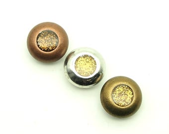 Glitter button (10pcs) - 18mm; Antique brass/Antique copper/Silver