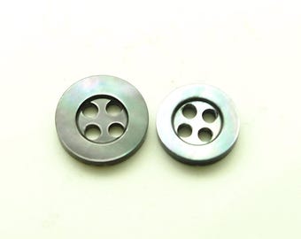 Shell button (10pcs) - 9/10mm: Grey