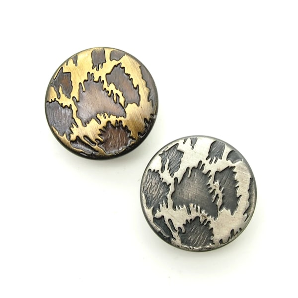 Metal leopard print shank button (10 pcs) - 23mm; Antique brass/Pewter