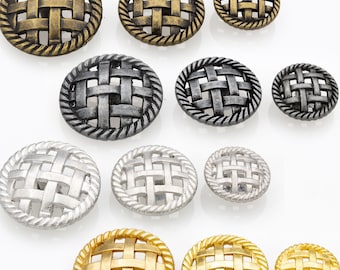 Basket weave button - 18/23/26mm; Silver/Gold/Dark silver/Antique brass (10pcs)