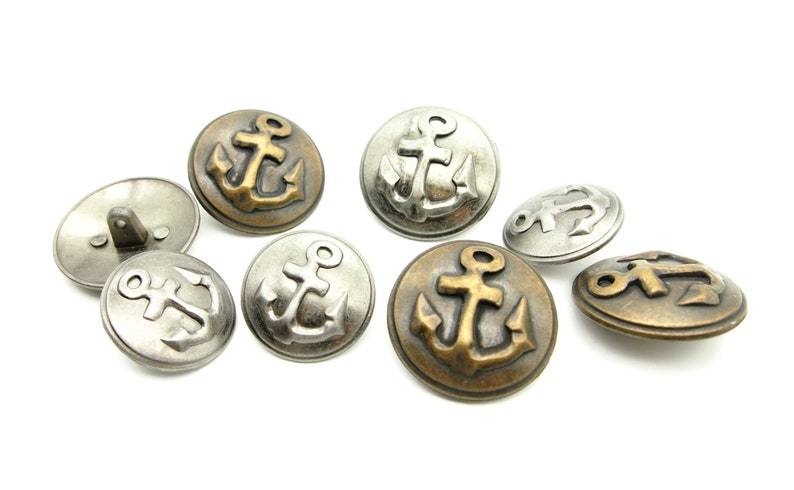 Vintage anchor button 10pcs23/28mm Antique brass/Pewter image 2