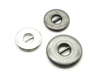 Donut button (10pcs) - 11/15mm; Pewter/Silver