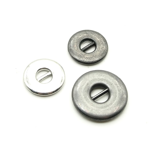 Bouton Donut (10pcs) - 11/15mm; Étain/Argent