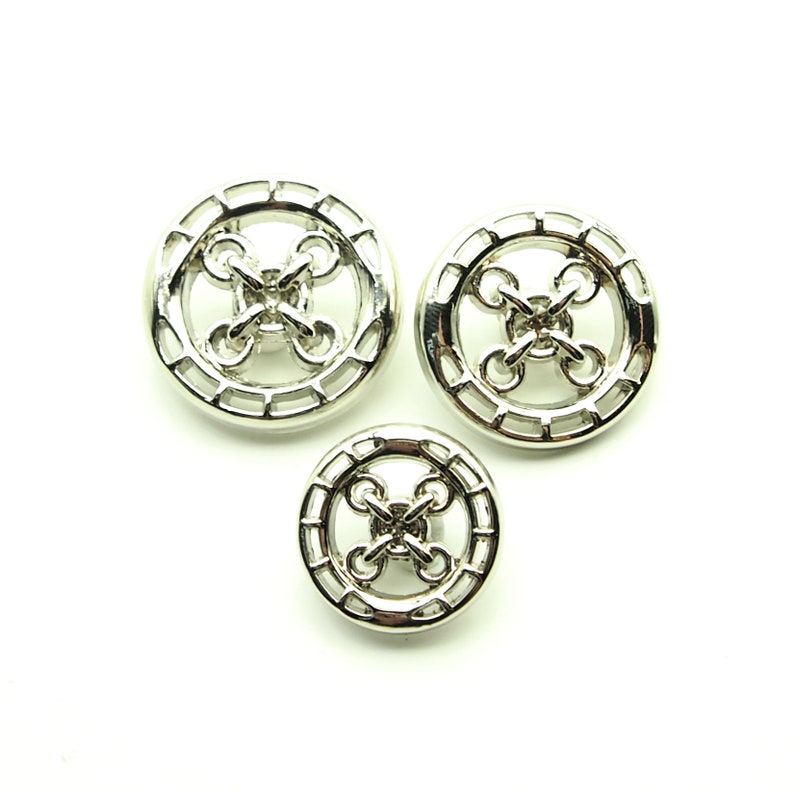 Boutons à tige élégants 5 pièces 18/23/25 mm Or/Étain brillant/Argent brillant Shiny Silver