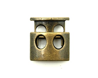 2 Hole cord lock (5pcs) - Antique brass