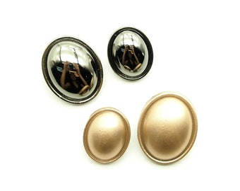 Oval shank buttons (5pcs) - 16x20/20x25mm; Pewter/Gold