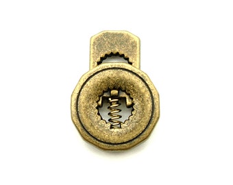 Metal cord lock/toggle/fastener (5pcs) - Antique brass