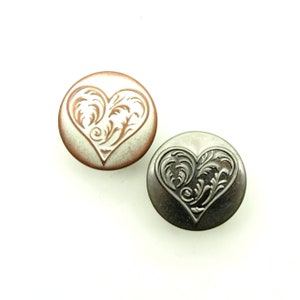 Heart jean button (10pcs) - 17mm; Copper tin/Pewter