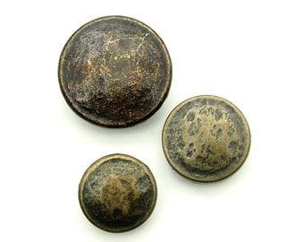 Antique hammered button (10pcs) -  15/18/23mm; Dark antique brass/Antique brass