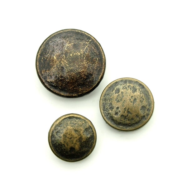 Antique hammered button (10pcs) -  15/18/23mm; Dark antique brass/Antique brass