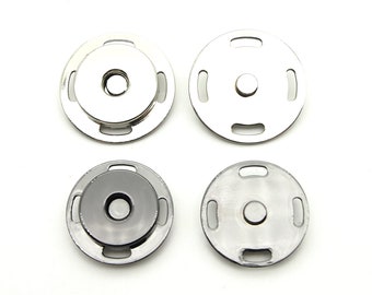 Magnetic sew on snaps (5 sets) - 17/20mm; Pewter/Shiny silver