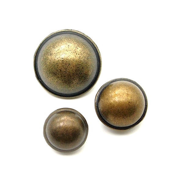 Dome shape button (10pcs) - 12/15/20mm; Antique brass