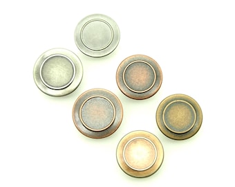 Circle jean buttons (10pcs) - 20/22mm; Pewter/Antique copper/Antique brass/Stone wash brass