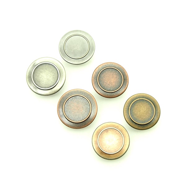 Circle jean buttons (10pcs) - 20/22mm; Pewter/Antique copper/Antique brass/Stone wash brass