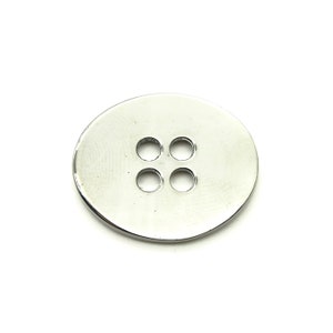 Oval 4 hole button (5pcs) - 21x25mm; Shiny pewter
