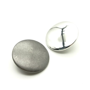 Smooth buttons (5pcs) - 30mm; Shiny silver/Pewter