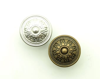 boutons de jean vintage (10 pièces) - 15 mm ; Argent mat/Laiton antique
