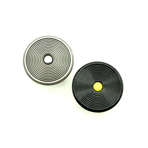 Modern jean button (10pcs) - 19mm; Pewter/Black & yellow