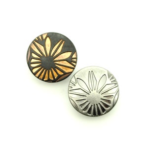 Flower jean button (10pcs) - 20mm; Dark graphite/Pewter