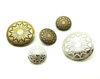 Boho shank button - 18/19/30mm; Antique brass/Brushed brass/Silver