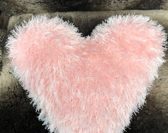 Blue heart pillow | Etsy Pink Fluffy Heart Plush Pillow with