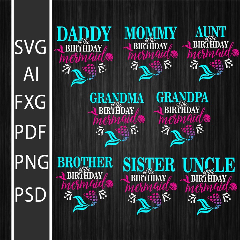 Free Free 150 Mermaid Family Birthday Svg SVG PNG EPS DXF File