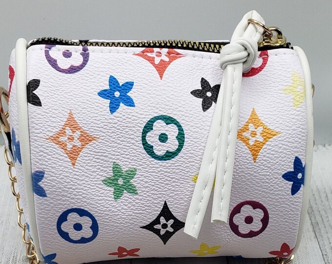 Trendy, Mini Purse, Crossbody, White, Multi Print, Cute Bag, Toddlers