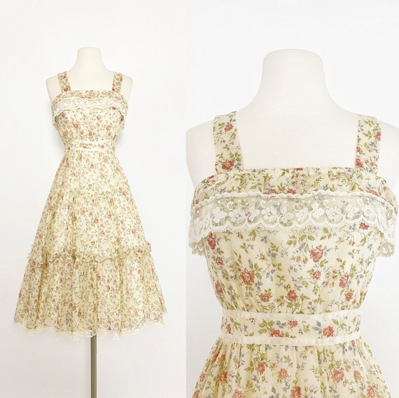 GUNNE SAX | 1970s Ruffle Floral Dress