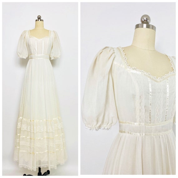 GUNNE SAX | 1970s Puff Sleeve Maxi Dress