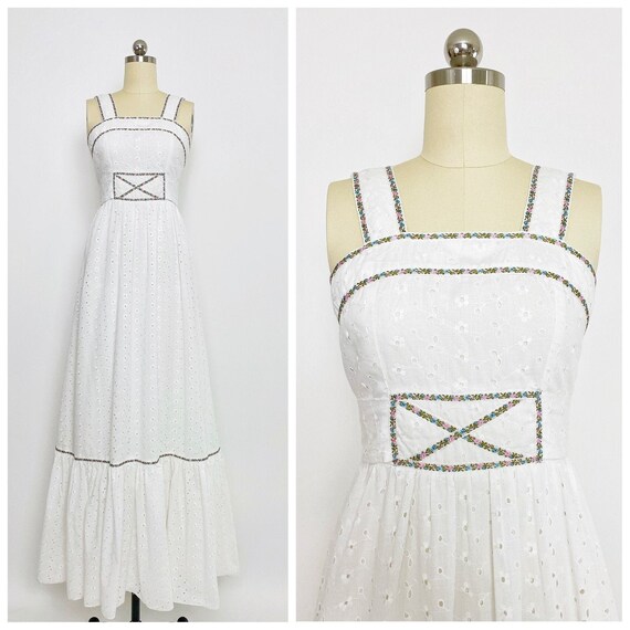 CANDI JONES CALIFORNIA | 1970s Eyelet Maxi Dress