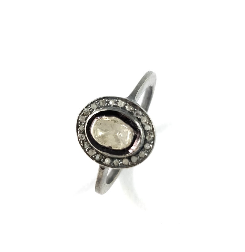 Sterling Silver Diamond Ring Natural Rose Cut Diamond Ring 925 Sterling Silver Jewelry Handmade Diamond Jewelry Stackable Mini Woman Jewelry