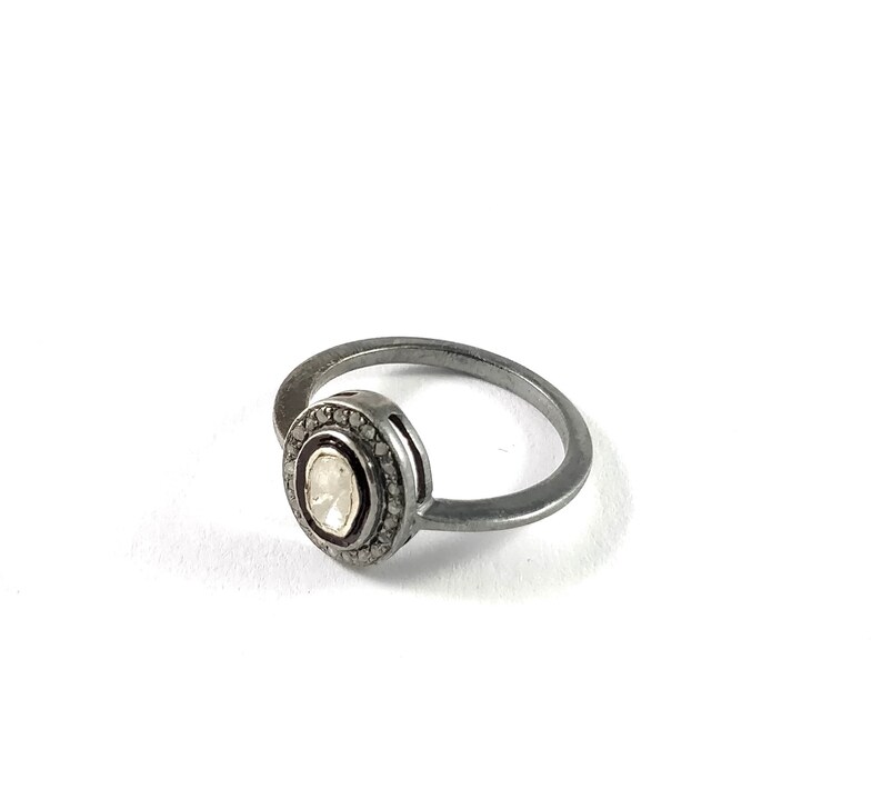 Sterling Silver Diamond Ring Natural Rose Cut Diamond Ring 925 Sterling Silver Jewelry Handmade Diamond Jewelry Stackable Mini Woman Jewelry