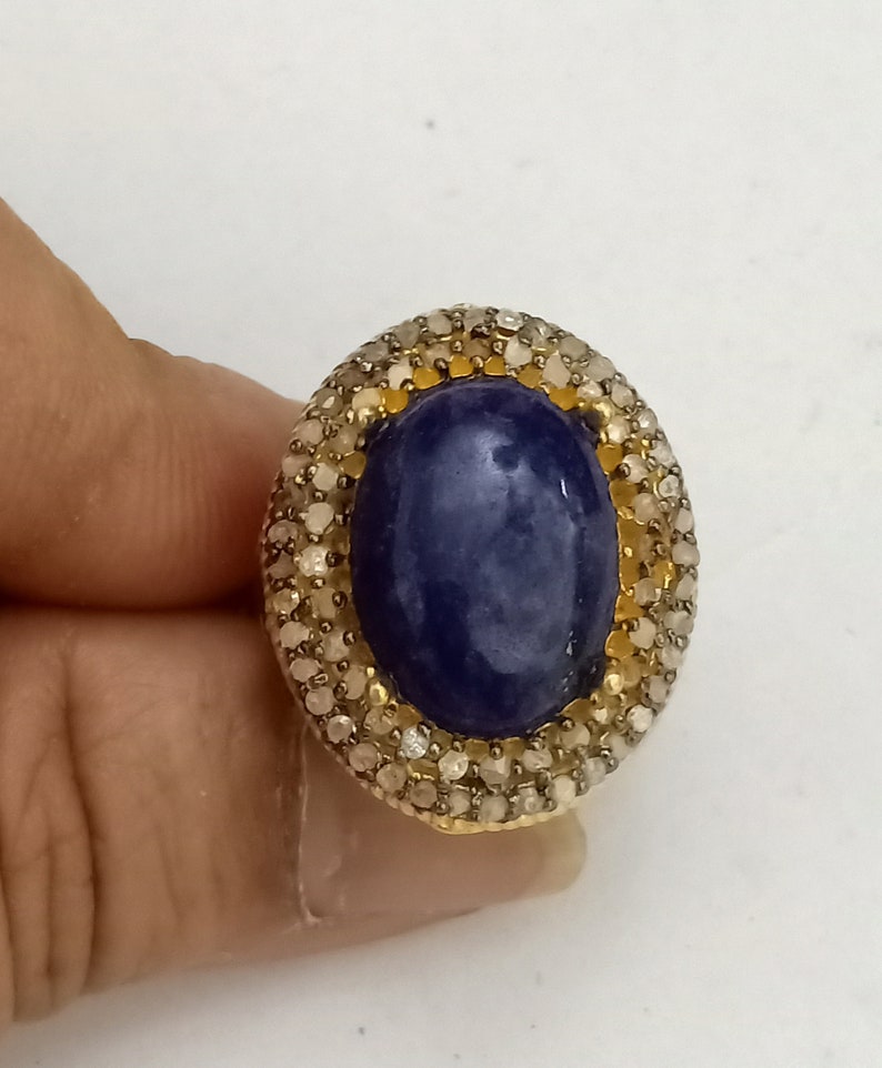 Natural Emerald Blue Sapphire Ring 925 Silver Ring Lapis lazuli Ruby Labradorite Birthstone Ring Size 5 us To 9 Us Ring Size Available