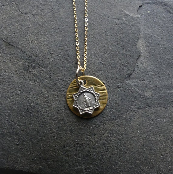 Handmade Marian Necklace Dainty Gold Necklace Catholic Saint Etsy