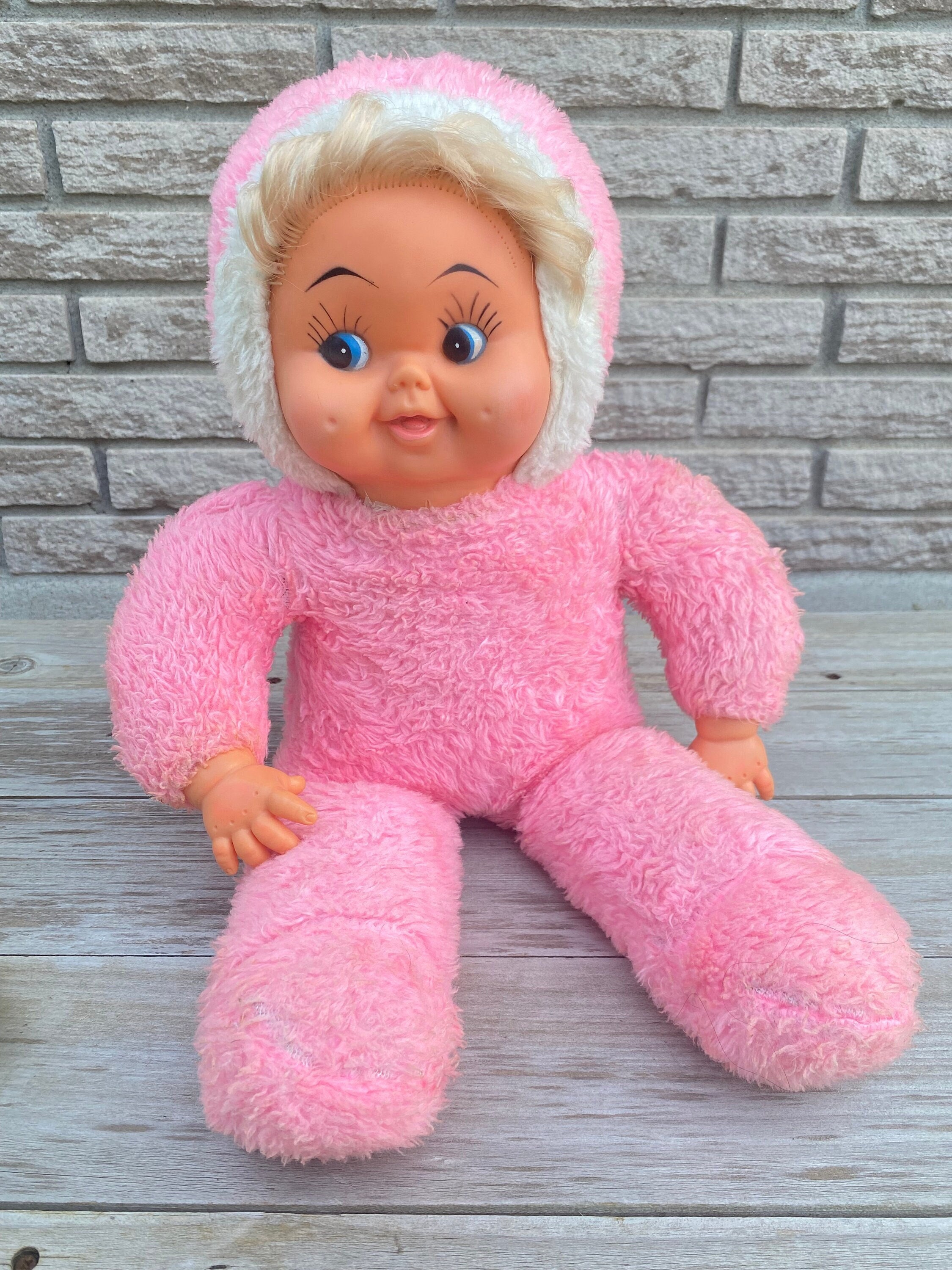 Vintage 1960 Rubber Face PINK 19” Inch Stuffed Plush Baby Vintage 1960 Rubber Face PINK 19” Inch Stuffed Plush Baby