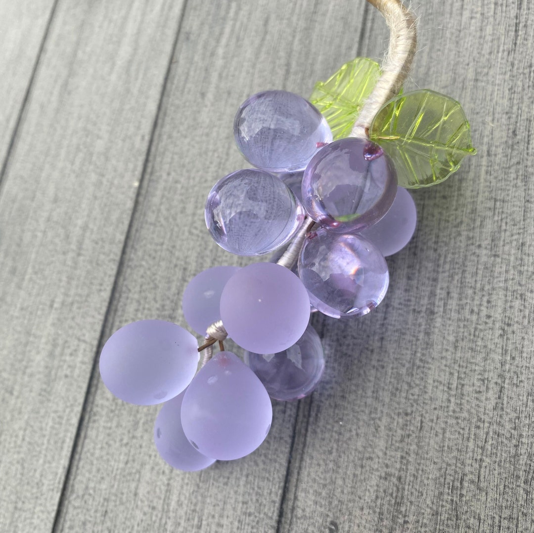 Vintage Glass Grapes Grape Cluster Lilac Glass Grapes Etsy