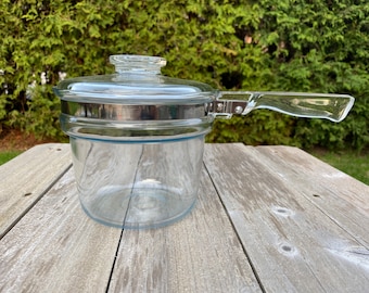 Vintage Pyrex FlameWare 1.5 Quart Glass Boiler With Lid, Bain-Marie, top part, replacement part