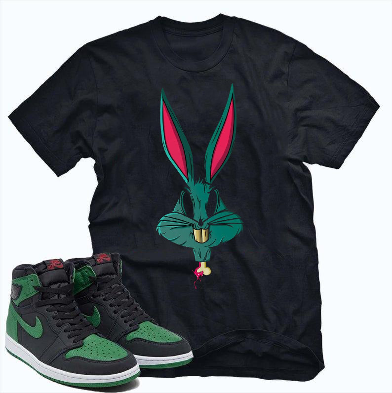 Jordan 1 Pine Green Shirt Looney Tunes Zombies Unisex Tee Etsy